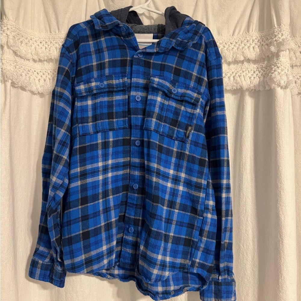 Columbia Blue and Gray Plaid Shirt